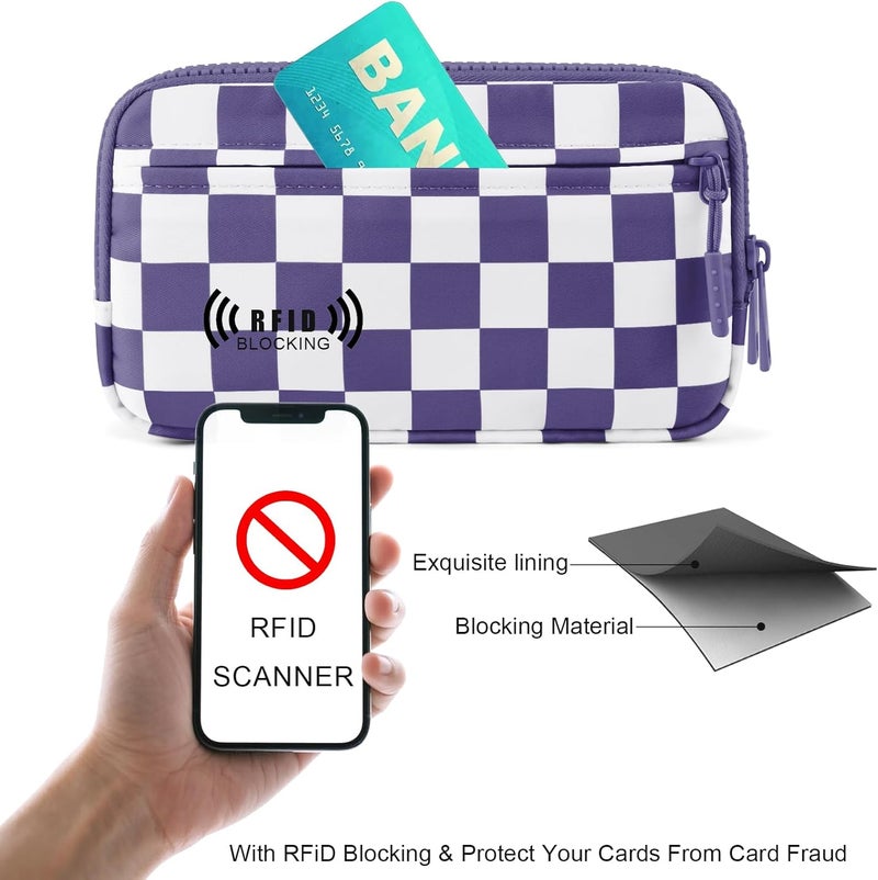 NEWROGENG Checkered WristleWallets for Women, RFID Wallet Crossbody with 4 Zippers, Credit Card Holder Cell Phone Organizer - Image 4